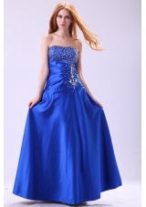 Royal Blue Prom Dress with Beading Empire Strapless