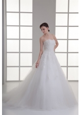 A-line Sweetheart Sweep Train Wedding Dress with Sequins
