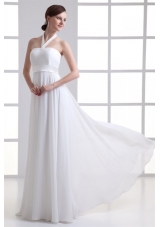 Empire Halter Top Ruching Chiffon Floor-length Wedding Dress