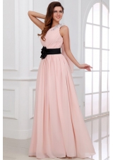 Discount Empire One Shoulder Chiffon Appliques Pink Prom Dress
