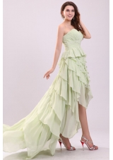 Empire Sweetheart High-low Ruching Chiffon Yellow Green Prom Dress 136.62