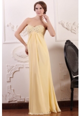 Light Yellow Empire Sweetheart Prom Dress with Beading