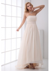 Cheap Empire Strapless Asymmetrical Wedding Dress with Beading