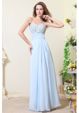 Empire Sweetheart Beading Light Blue Chiffon Prom Dress