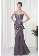 Elegant Column Grey Sweetheart Long Taffeta Prom Dress with Ruching