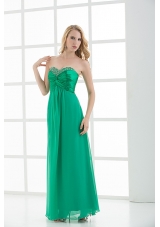 Empire Turquoise Sweetheart Floor-length Beading Prom Dress
