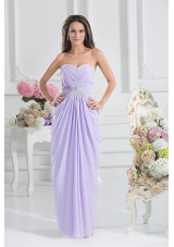 Column Sweetheart Floor-length Ruching Lavender Prom Dress