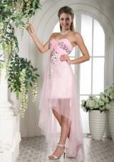 The brand new style Baby Pink Beading High-low Prom Dress