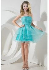 2015 Lovely Light Blue A Line Strapless Cocktail Dress
