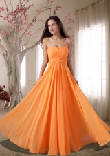 Affordable Sweetheart Ruching Empire Prom Dress in Orange