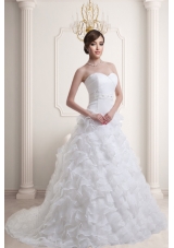Beautiful Ruffled Layers Beading Court Train Wedding Dress with Sweetheart