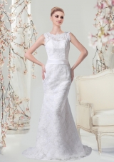 Elegant Mermaid Lace Brush Train Backless Wedding Dresses