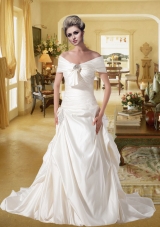 Gorgeous Sweetheart A Line Court Train Wedding Dresses with Beading