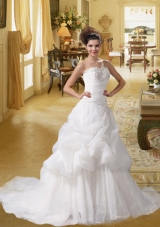New Style A Line Court Train Beading Wedding Dresses with Sweetheart