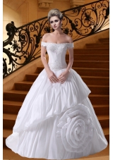 Princess Beading Court Train 2014 Wedding Dresses with Off The Shoulder
