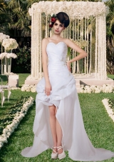 Sophisticated Sweetheart Appliques Wedding Dress with High Low