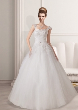 Lovely A Line Straps Appliques Lace Wedding Dresses with Floor Length