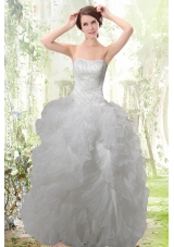 Exquisite Strapless Ruffles Wedding Dress with Zipper Up