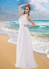 Gorgeous Empire High Neck Wedding Dress with Pleat