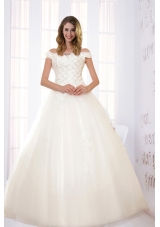 Modest Ball Gown Off The Shoulder Wedding Dress with Appliques