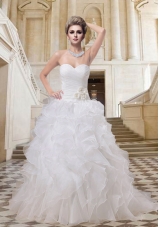 2014 Fashionable A Line Straples Wedding Dress with Court Train