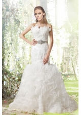 Beautiful Mermaid Court Train Wedding Dress with Beading