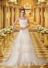 Pretty  Princess Straps Wedding Dress with Court Train