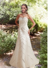 Sequins Column Beach Appliques Wedding Dress with Court Train