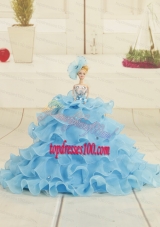 2015 Aqua Blue Bowknot Barbie Doll Dress