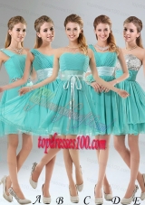 2015 A Line Ruching Lace Up Bridesmaid Dress in Aqua Blue