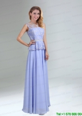 Lavender Belt and Lace Empire 2015 Prom Dress with Bateau