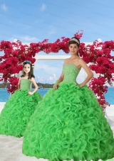 Beading Organza Green Princesita Dress with Ruffels