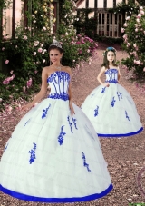New Style Appliques Princesita Dress in White and Royal Blue for 2015