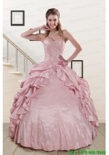 2015 Cheap Spaghetti Straps Quinceanera Dresses in Pink