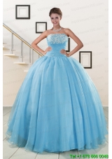 Aqua Blue Super Hot Puffy Cheap Sweet 16 Dresses for 2015