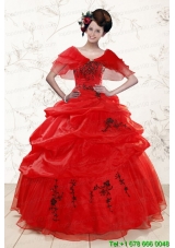 Sweetheart Red Cheap Quinceanera Dresses With Applique for 2015