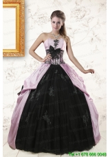 2015 Custom Made Strapless Quinceanera Dresses with Appliques and Ruffles