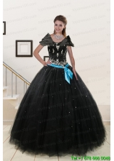 Custom Made Appliques and Beading Quinceanera Dresses in Black
