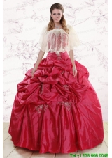 2015 In Stock Strapless Appliques Quinceanera Dresses