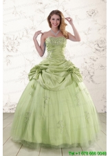 2015 Sweetheart Beading In Stock Quinceanera Dress in Yellow Green