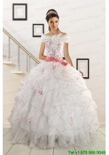 Appliques and Belt 2015 In Stock New Quinceanera Dresses