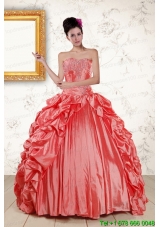 2015 Most Popular Sweetheart Beading Quinceanera Dresses in Watermelon