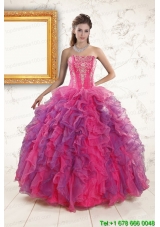 2015 New Style Multi Color Quinceanera Dresses with Appliques and Ruffles