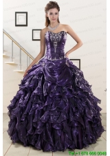 2015 New Style Sweetheart Purple Quinceanera Dresses with Appliques