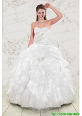 Most Popular Beading and Ruffles 2015 Quinceanera Dresses in White