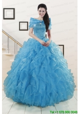Hot Sell Blue New Style Quinceanera Dresses With Beading and Ruffles