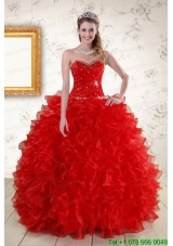 New Style Ball Gown Sweetheart Red Quinceanera Dresses with Beading