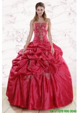 Puffy Strapless Hot Pink New Style Quinceanera Dresses with Embroidery