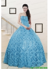 2015 Puffy Sweetheart Ball Gown Quinceanera Dress in Baby Blue