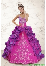 Pretty Ball Gown Embroidery Court Train Quinceanera Dresses in Purple